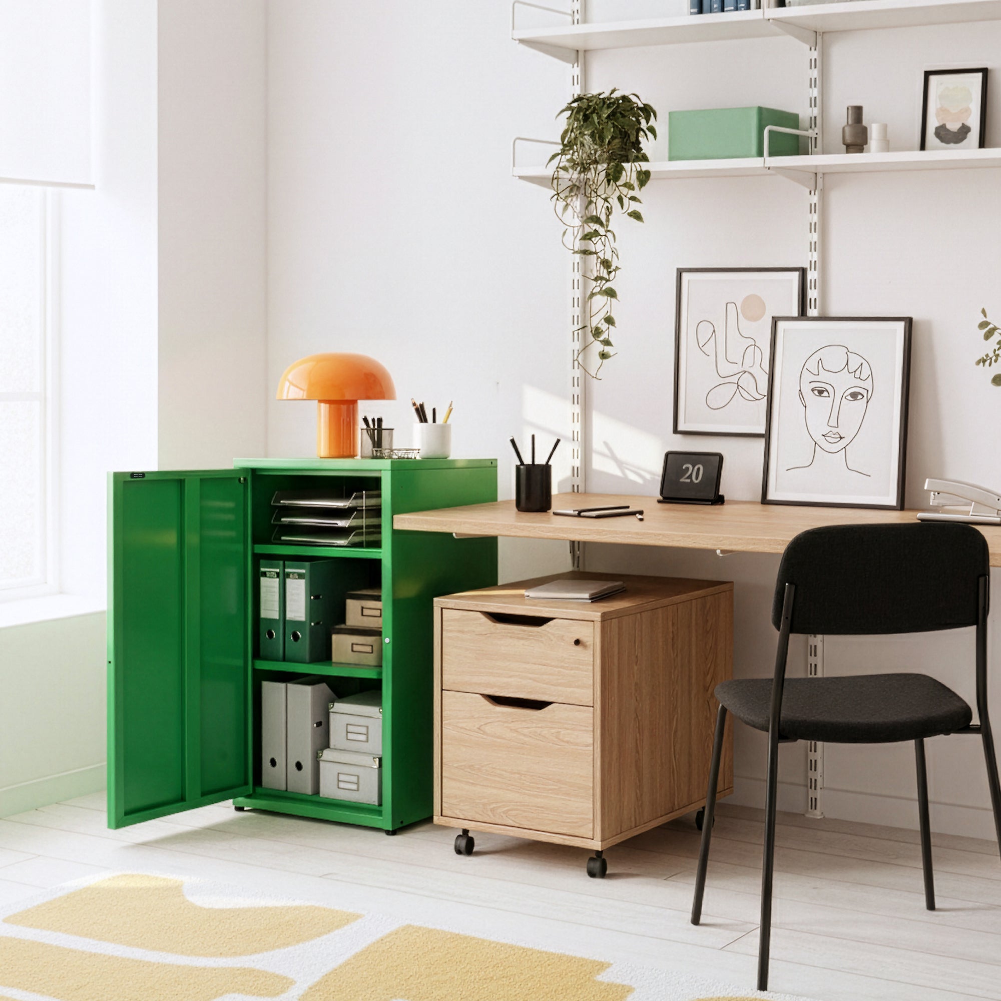 Armoire métallique Burlöv acier 88 x 40 x 35 cm vert pomme [en.casa] - 6