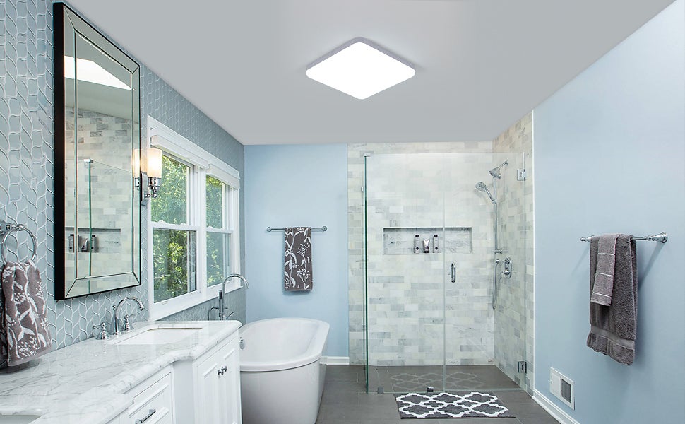 GOECO Plafón LED Cuadrado Blanco 32W 2800 Lúmenes, IP44, Luz Blanca 6500K, Lámpara De Techo Para Baño Pasillo Cocina Dormitorio Entrada - 7