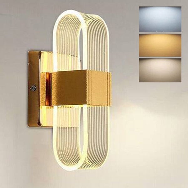 Lampa ścienna LED - 12W z możliwością ściemniania, 3 temperatury światła - do domu, sypialni, przedpokoju - nowoczesny design (20,5x10cm)