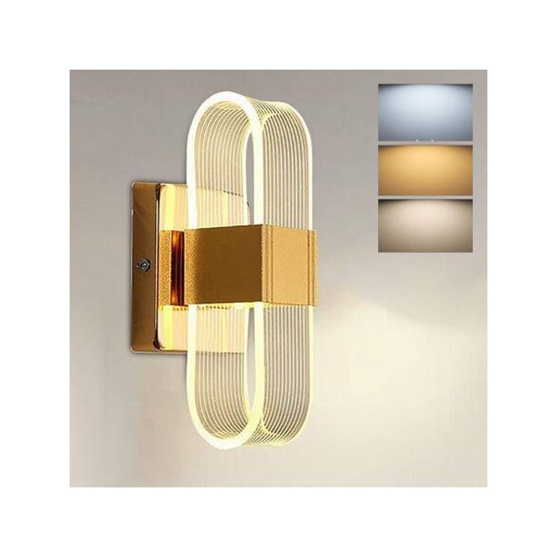 Lampa ścienna LED - 12W z możliwością ściemniania, 3 temperatury światła - do domu, sypialni, przedpokoju - nowoczesny design (20,5x10cm)
