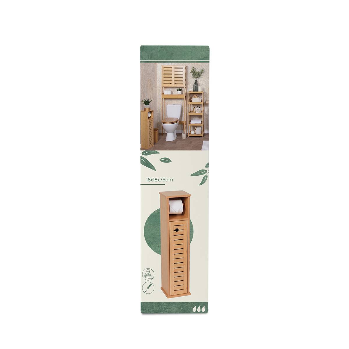 Meuble reserve et derouleur papier wc bambou et mdf - trinidad - Tendance - 2