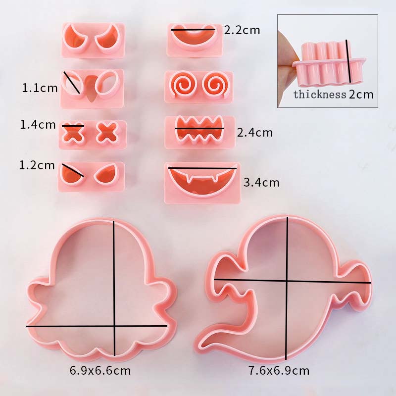 8 Formine Per Biscotti 3D Di Halloween - Stampini In Plastica A Tema: Zucca, Fantasma, Teschio, Gatto