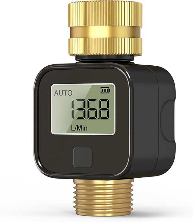 Débitmètre d'eau en laiton – Mesure précise du débit en temps réel – Convient aux tuyaux d'arrosage, aux systèmes d'irrigation et aux camping-cars