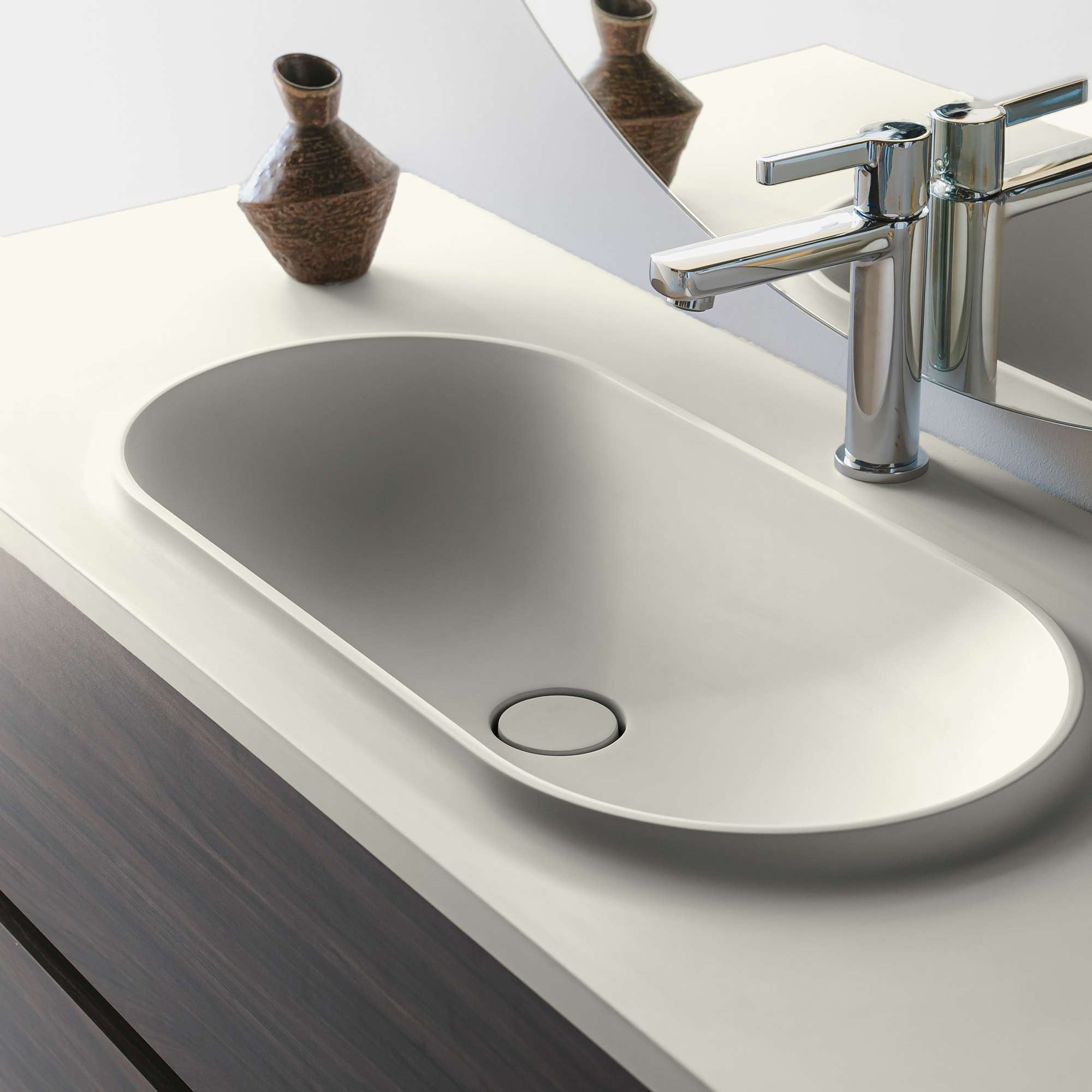 Lavabo encastrado poalgi resina wraitom 120x46 cm blanco marfil modelo bül
