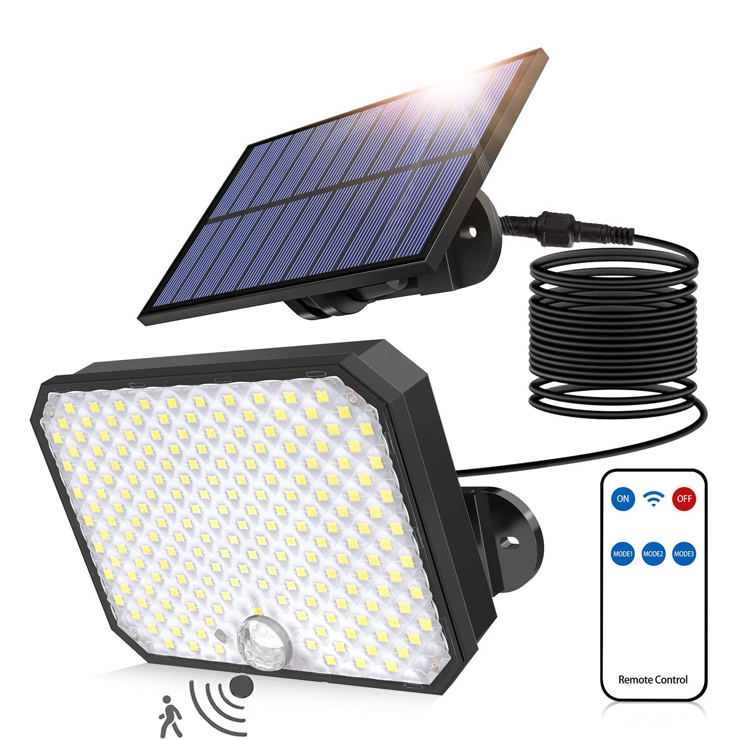 Luce Solare Esterno Con Sensore Movimento - 100 LED, IP65, 3 Modalità, Per Giardino - Foto 5