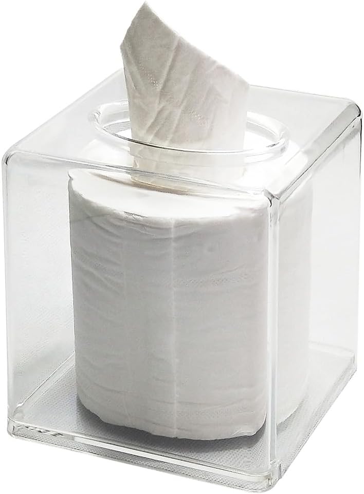 Kwadratowe, przezroczyste pudełko na chusteczki akrylowe, odpowiednie do łazienki, kuchni i samochodu, duży rozmiar, 14*14*14 cm