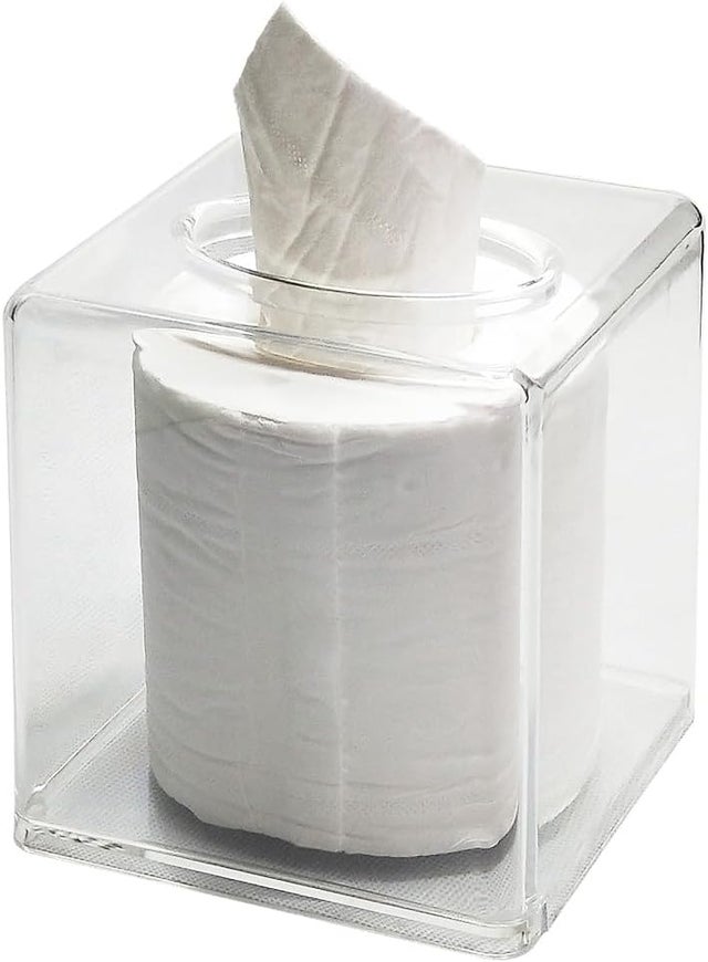 Kwadratowe, przezroczyste pudełko na chusteczki akrylowe, odpowiednie do łazienki, kuchni i samochodu, duży rozmiar, 14*14*14 cm