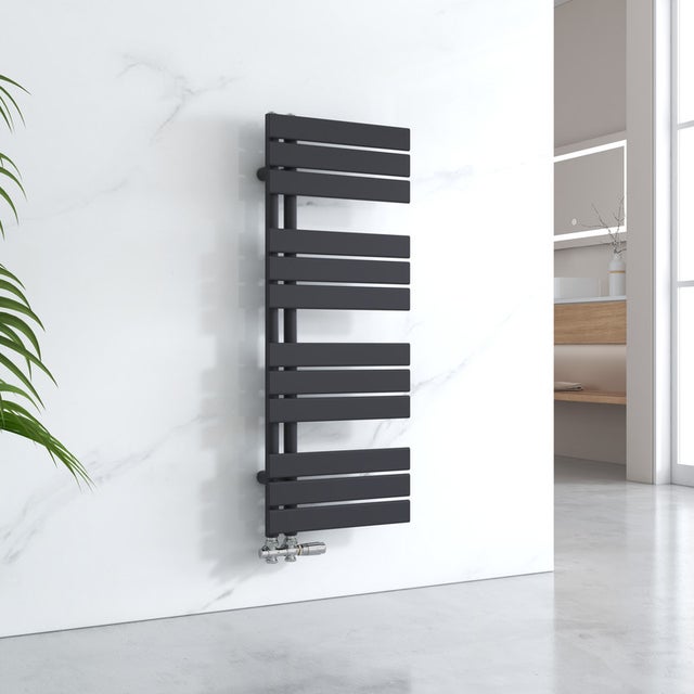 EMKE Grzejnik Łazienkowy 456W, 104,1x40 cm, 4 bar, do 5 m² – Czarny