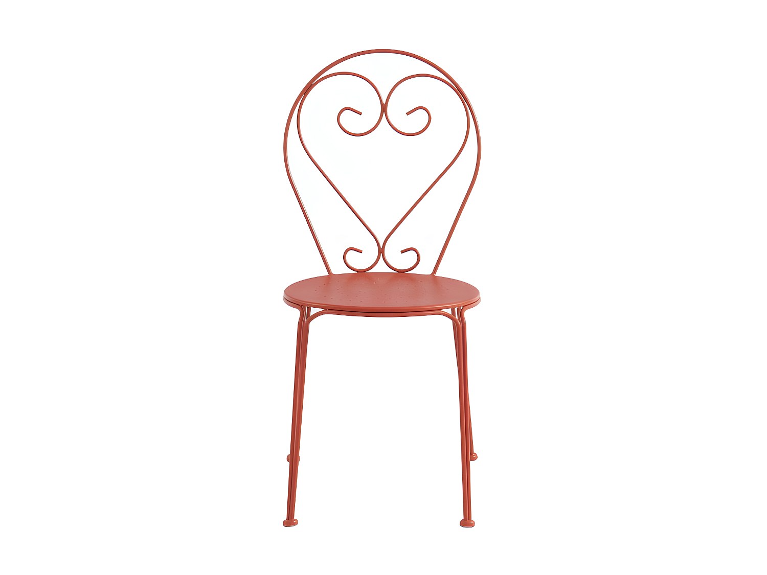 Zestaw 4 sztaplowanych krzeseł ogrodowych z metalu w stylu kutego żelaza – kolor terracotta - GUERMANTES