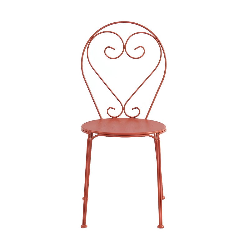 Zestaw 4 sztaplowanych krzeseł ogrodowych z metalu w stylu kutego żelaza – kolor terracotta - GUERMANTES