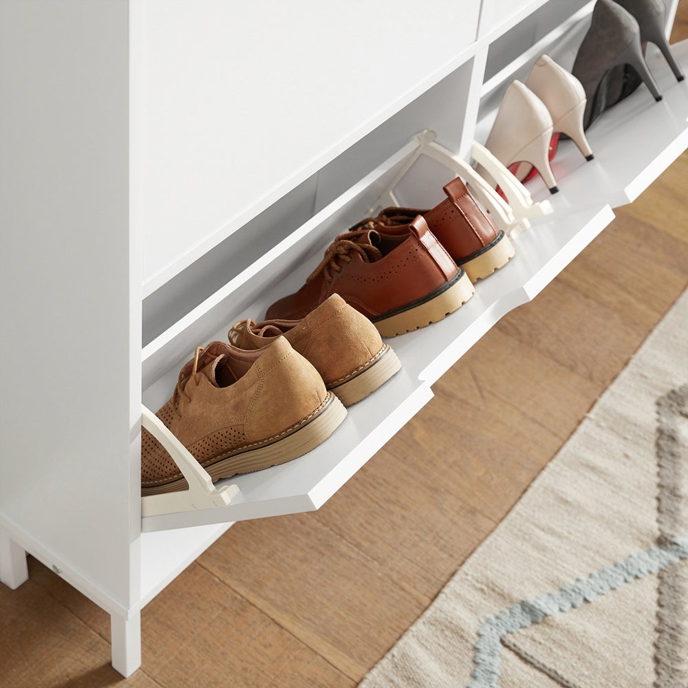 SoBuy Meuble à Chaussures Armoire à Chaussures, 4 abattants, 8 Paires, Blanc, FSR100-W - 5