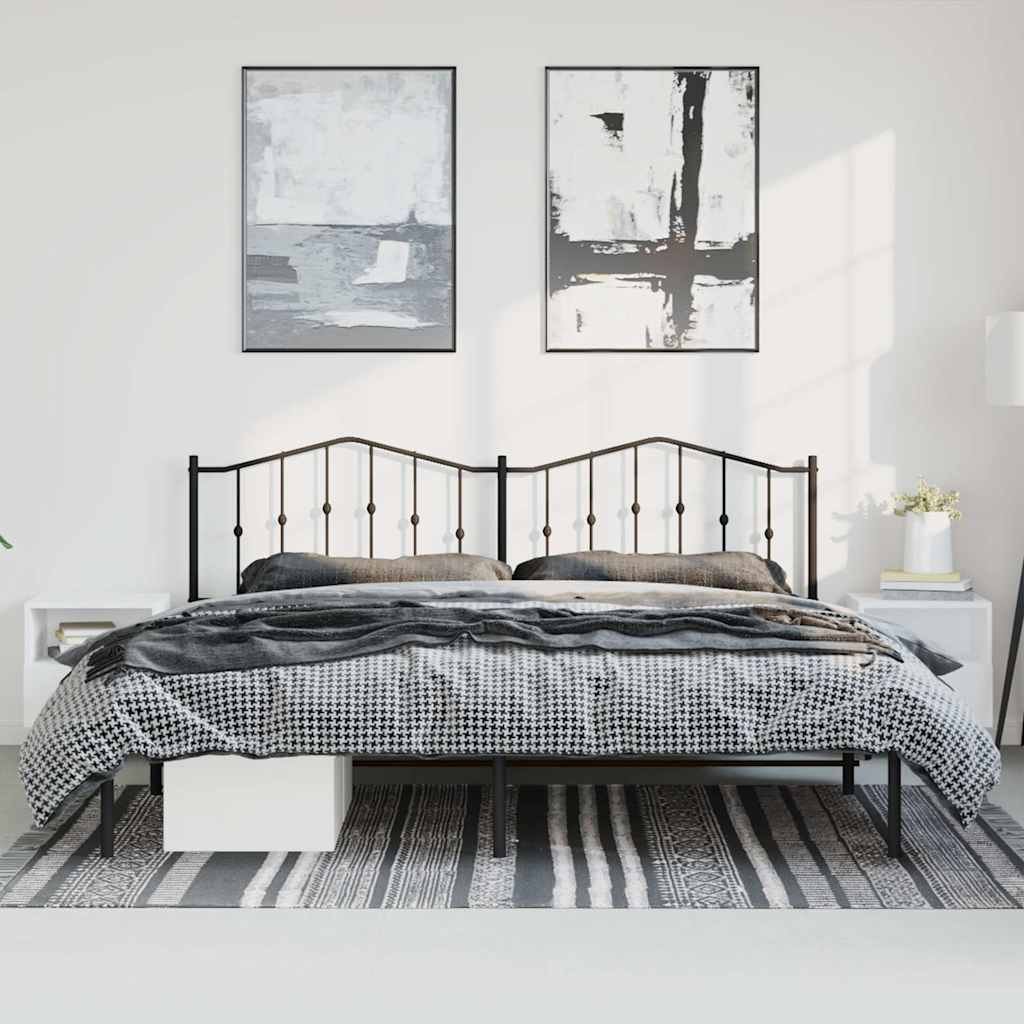 Estructura cama sin colchón con cabecero metal negro 193x203 cm vidaXL - 3