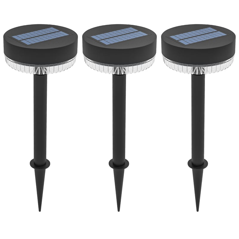 Zestaw 3 lamp solarnych LED do ogrodu, wodoodpornych, IP65 i podgrzewanych, idealnych na tarasy i balkony.