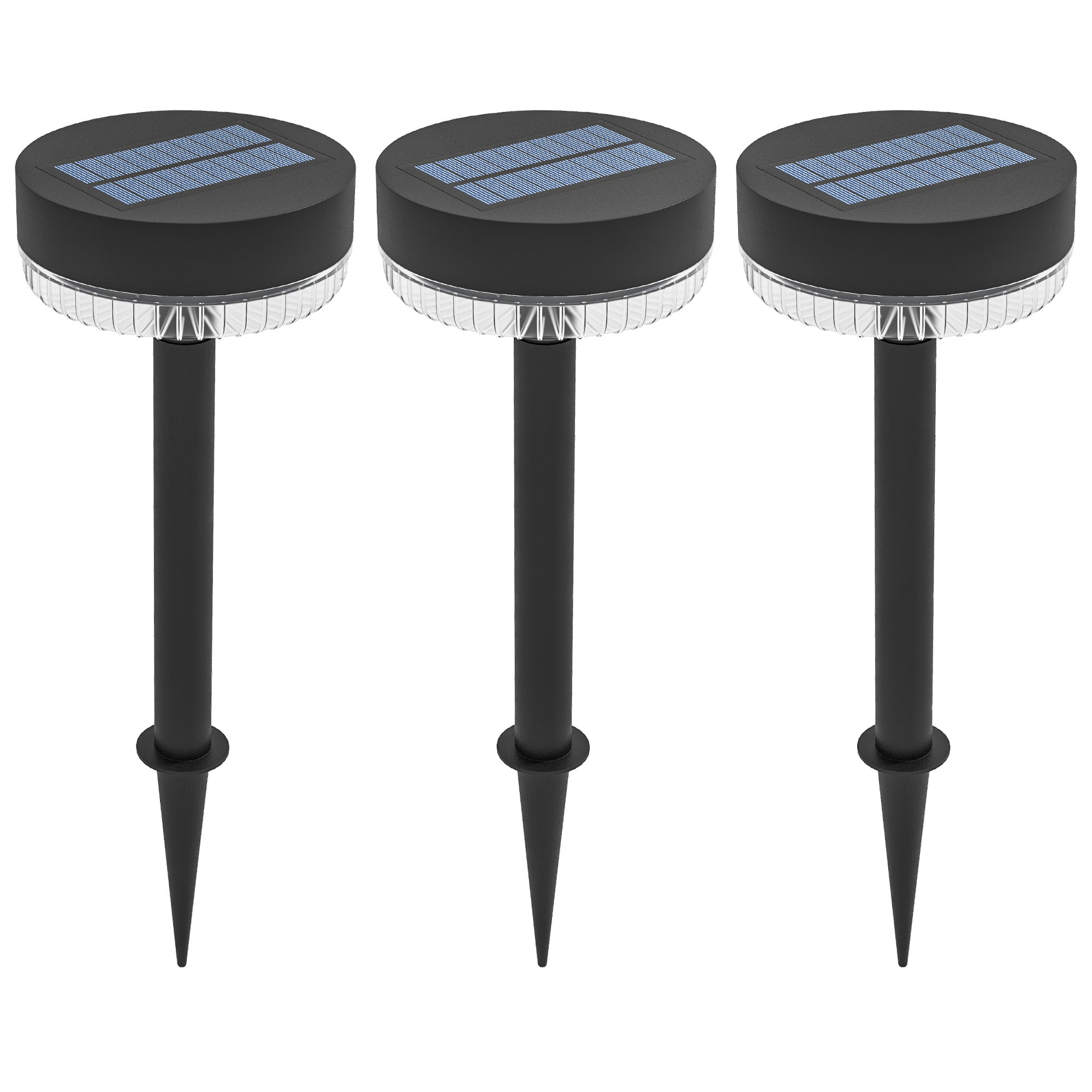 Zestaw 3 lamp solarnych LED do ogrodu, wodoodpornych, IP65 i podgrzewanych, idealnych na tarasy i balkony.