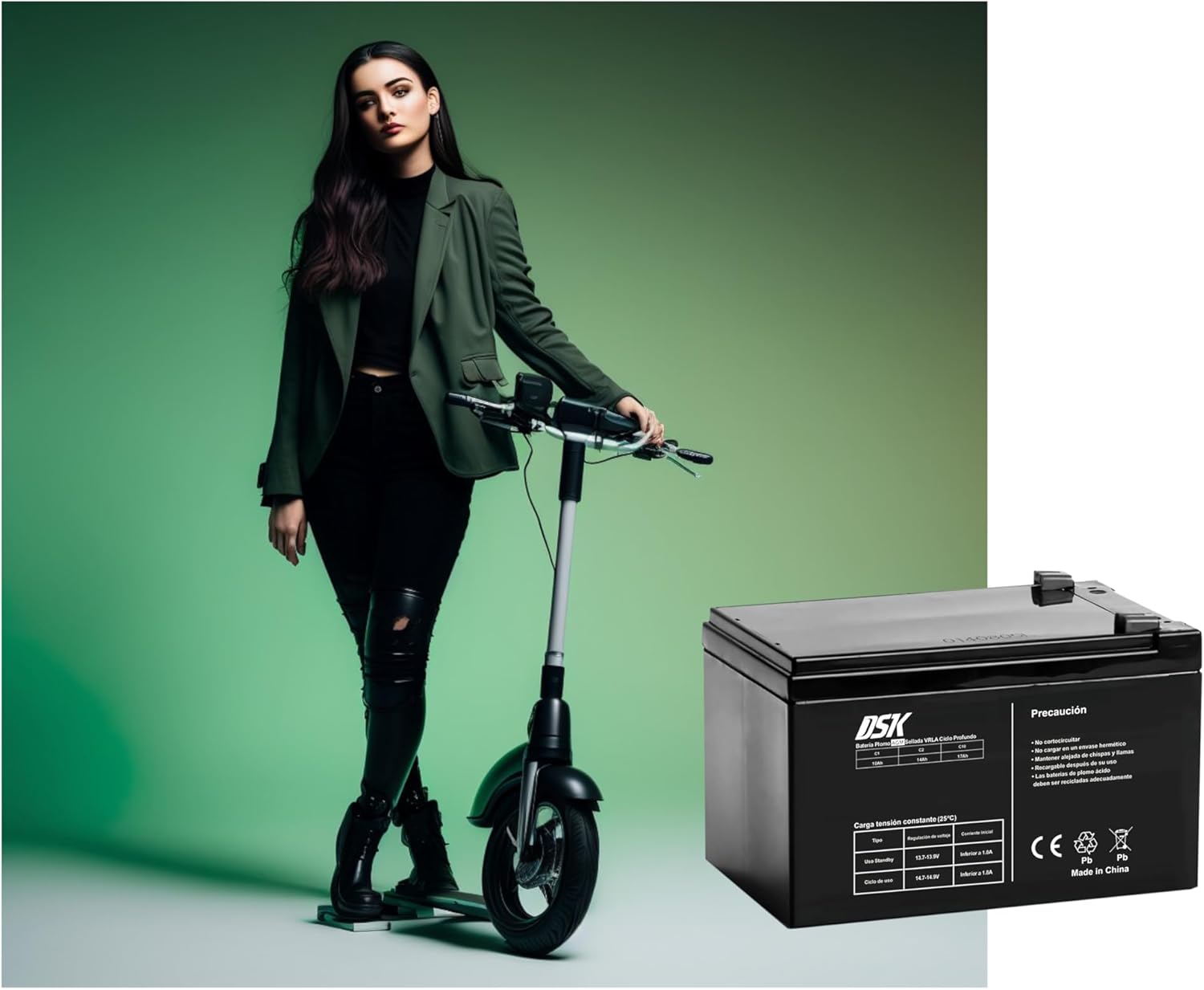 DSK - Bateria VRLA 12V 17Ah recarregável selada de chumbo-ácido AGM Ideal para sistemas de alarme de segurança, UPS, solar, mobilidade eléctrica - 4