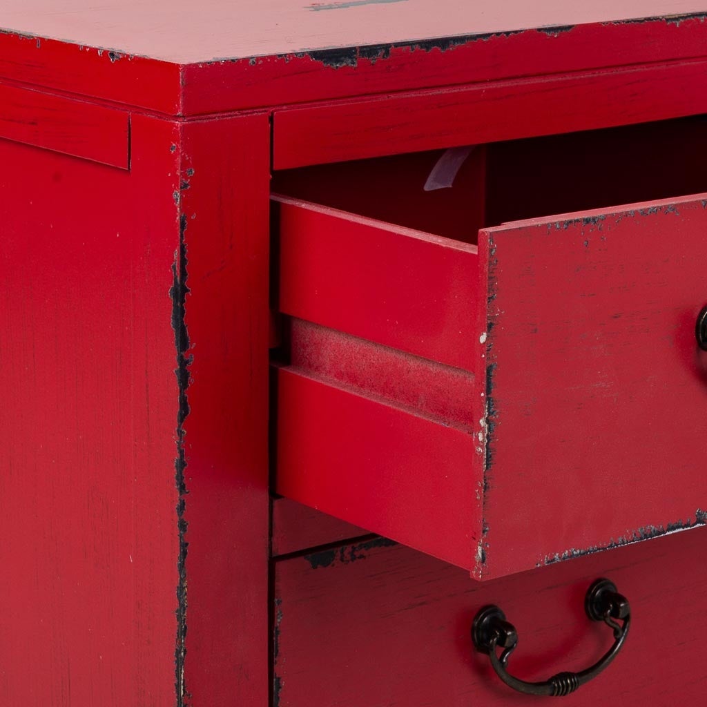 Meuble bas en bois rouge 120x40x50h - 5