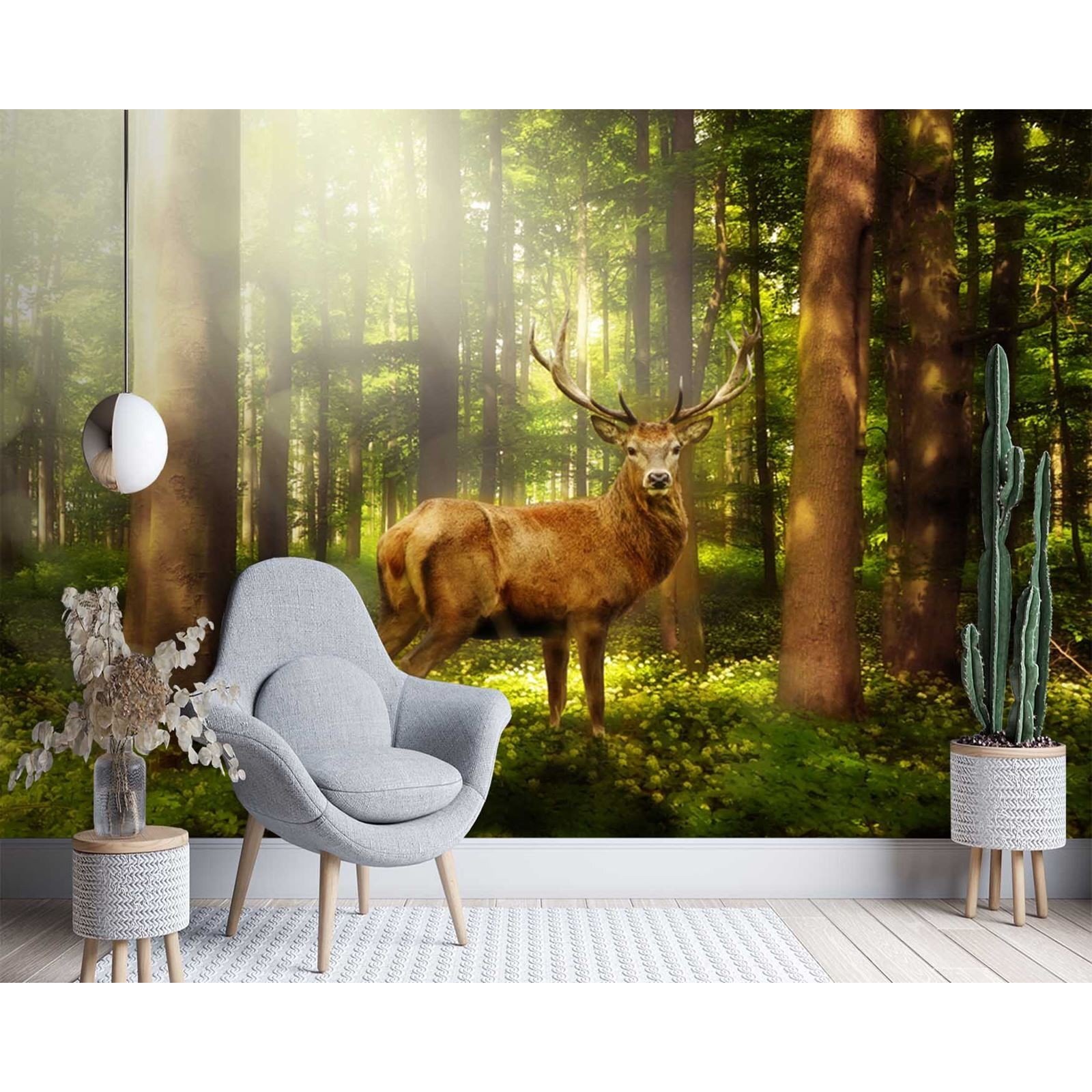 Papier peint cerf dans la forêt - 300 x 210 cm - 2