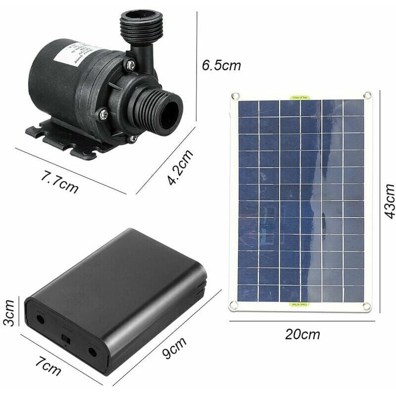 Pompe à eau solaire en silicium monocristallin 50 W, fonctionnement continu, faible bruit, sans balais CC, avec buse de 4 minutes - 2