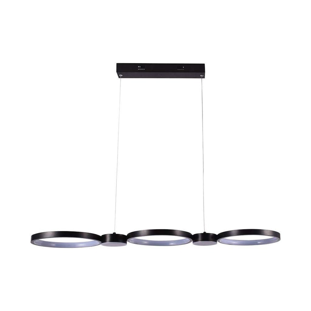 Lampa wisząca LED z 3 kółkami 38 W w kolorze czarnego metalu 97,4*26*110 cm 4000 K
