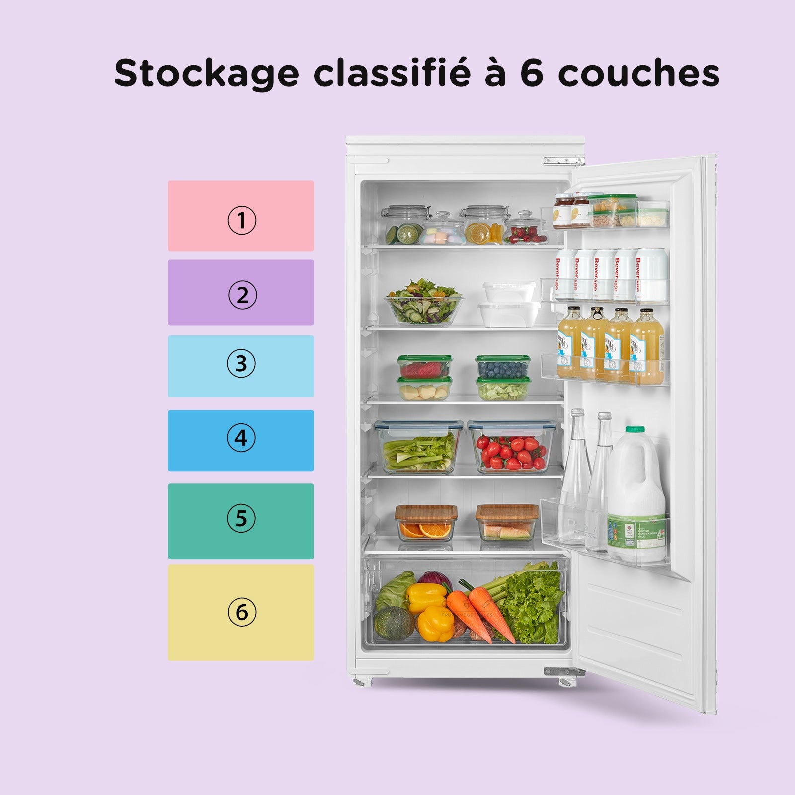 Réfrigérateur Intégrable 1 Porte 205L - H123,3 cm x L54 cm x P55 cm - Classe E - COMFEE RCD205WH2EU(E) - 6