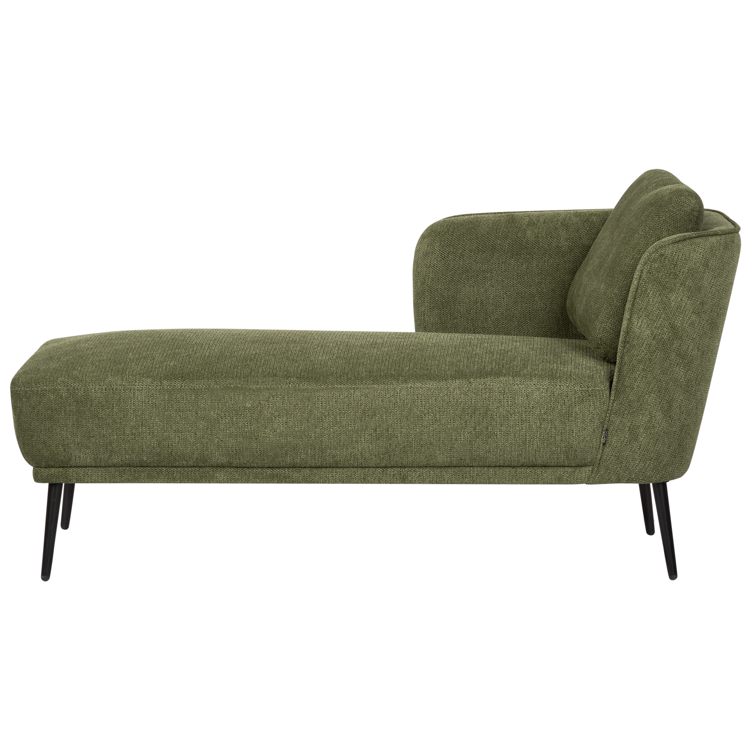 Chaise Longue In Velluto Verde Scuro Con Contenitore Integrato – Beliani – Versione Destra