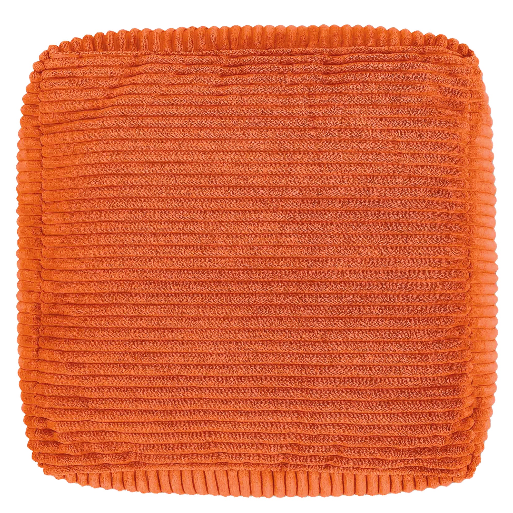 Pouf repose-pieds Icon carré velours côtelé orange terracotta, salon, chambre, 40x40cm, Made in Allemagne, Oeko-Tex® - 4