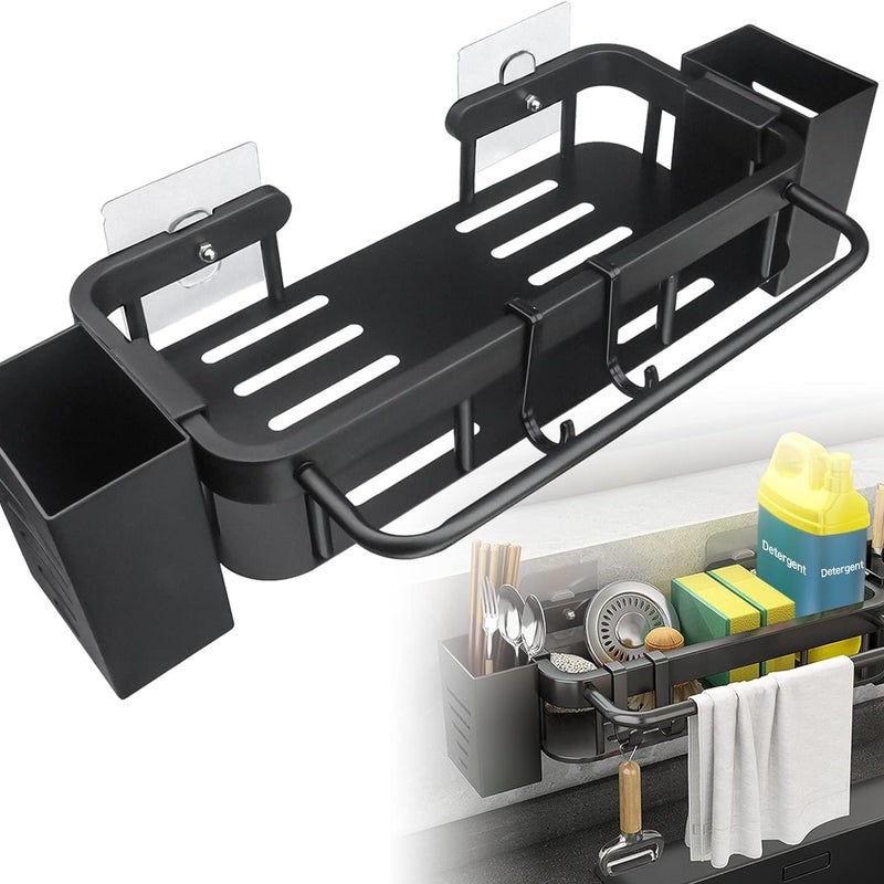 Uchwyt na gąbkę do zlewu kuchennego, pudełko do przechowywania ze stali nierdzewnej z 2 uchwytami na pałeczki