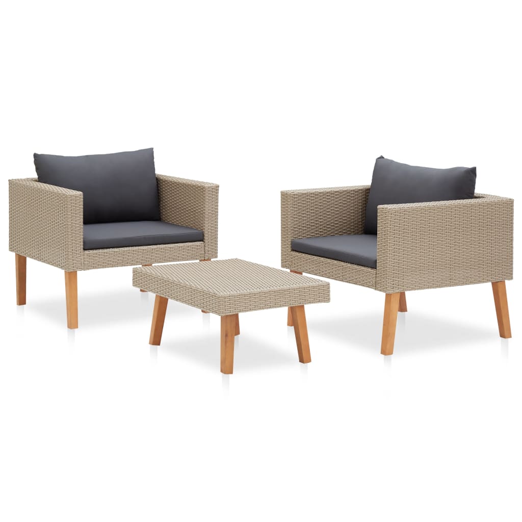 Maison Exclusive - Set Divani da Giardino 3 pz con Cuscini in Polyrattan Beige - 3