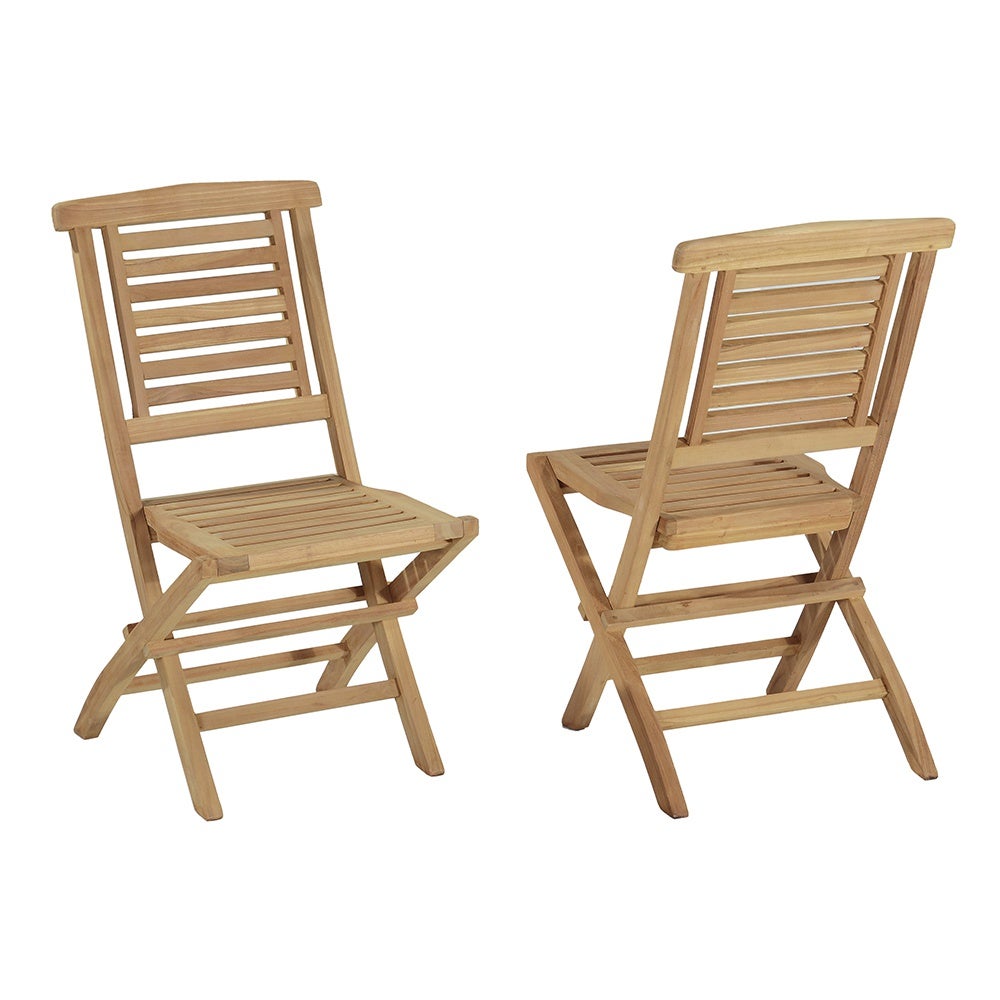 Chaise de jardin pliable sans coussin Barbade en Teck Marron - 2