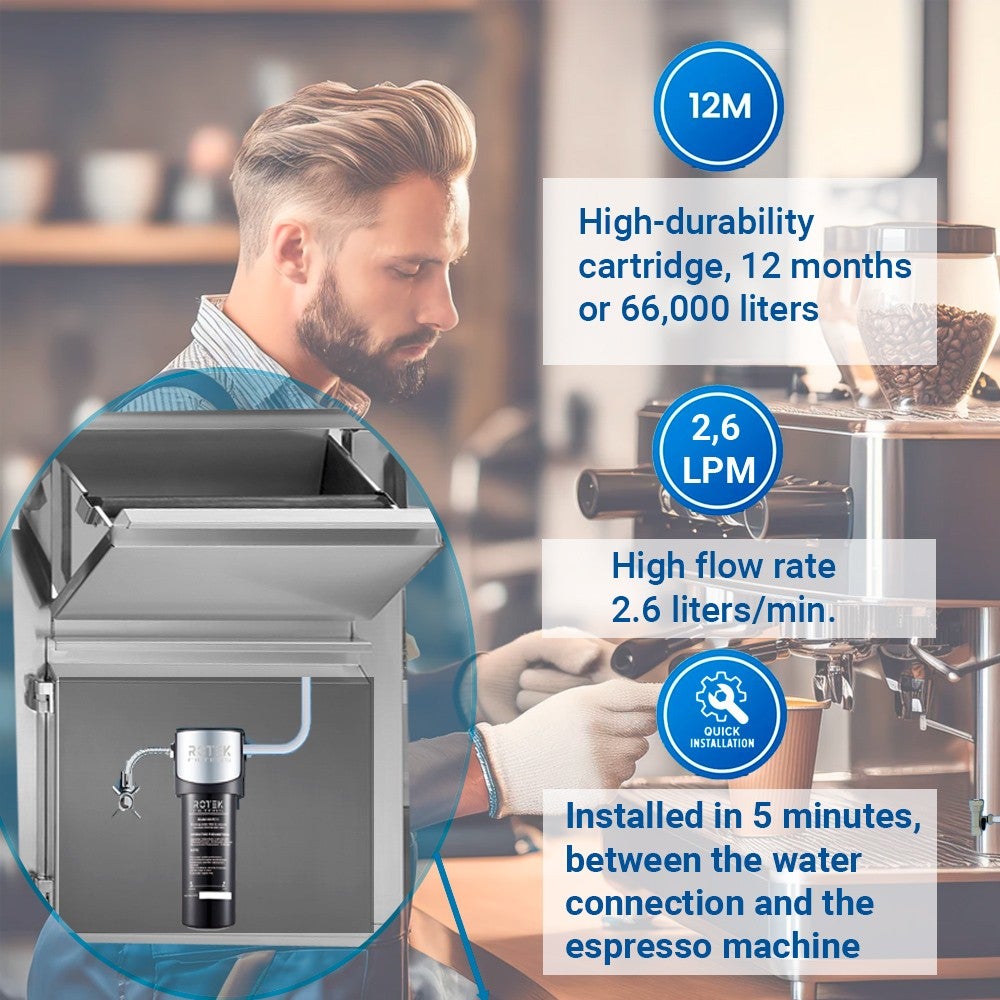 Sistema di Filtrazione Professionale ROTEK Coffee per acque tra 60–250 mg/L – Per macchine da caffè in ristorazione e bar - 4