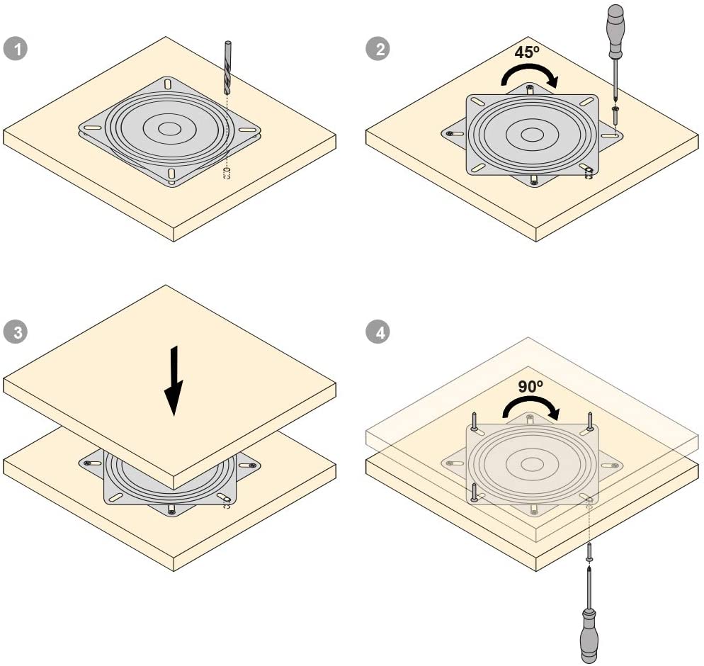 Emuca Plateforme tournante Giro 1, 100 Kg, Peint en noir, Acier - 4