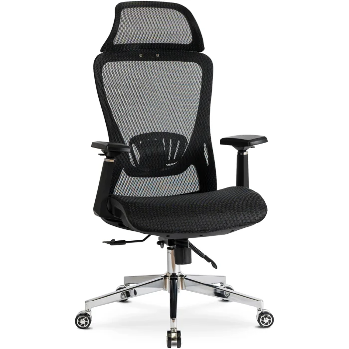 Fotel Biurowy Krzesło Obrotowe Ergonomiczny Gaming Regulowany Czarny LITOS