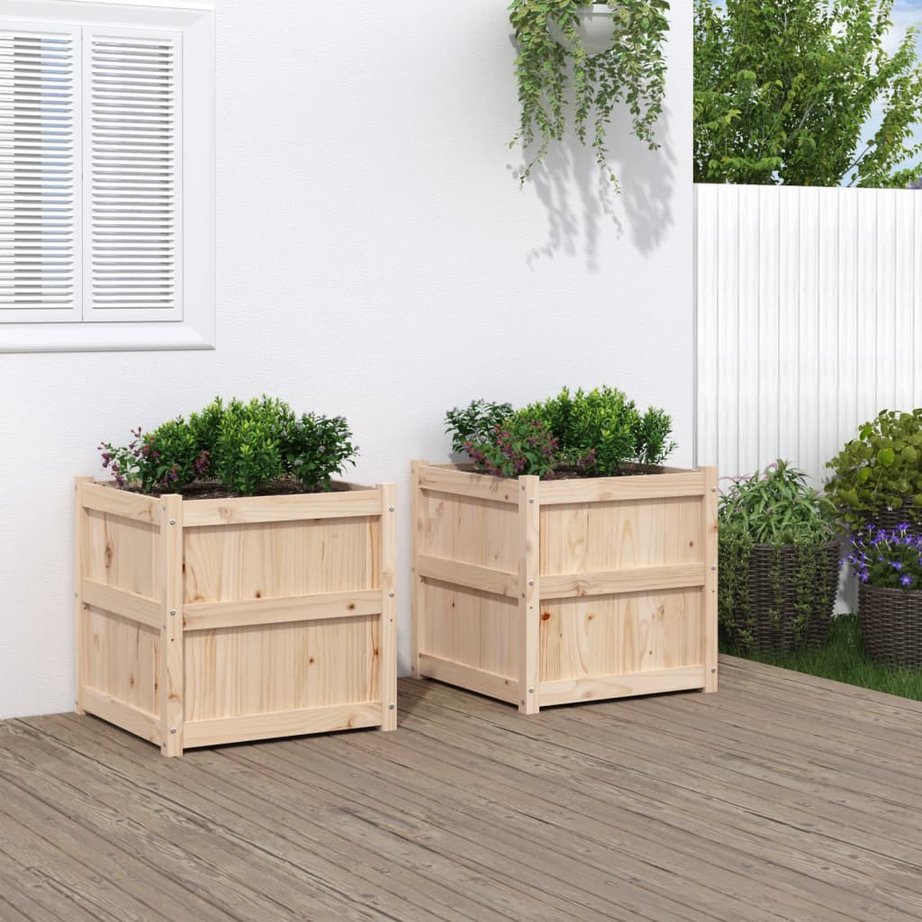 2pcs Jardinières Bac à Fleurs Pot De Fleurs - bois de pin massif n30l - 2