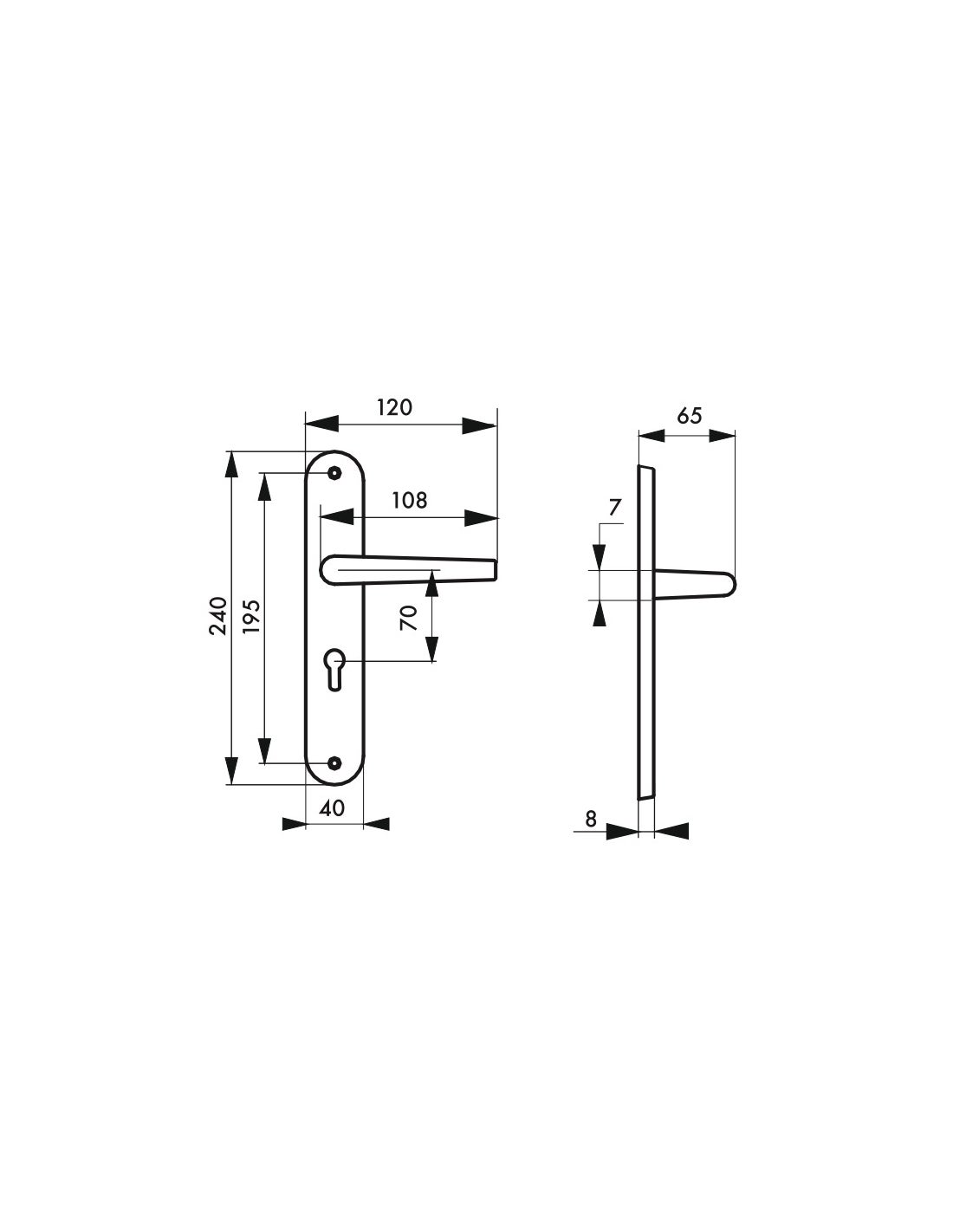 THIRARD - Ensemble de poignées pour porte d'entrée Vesta trou de cylindre, carré 7mm, entr'axes 195mm, nickelé satiné - THIRARD - 2