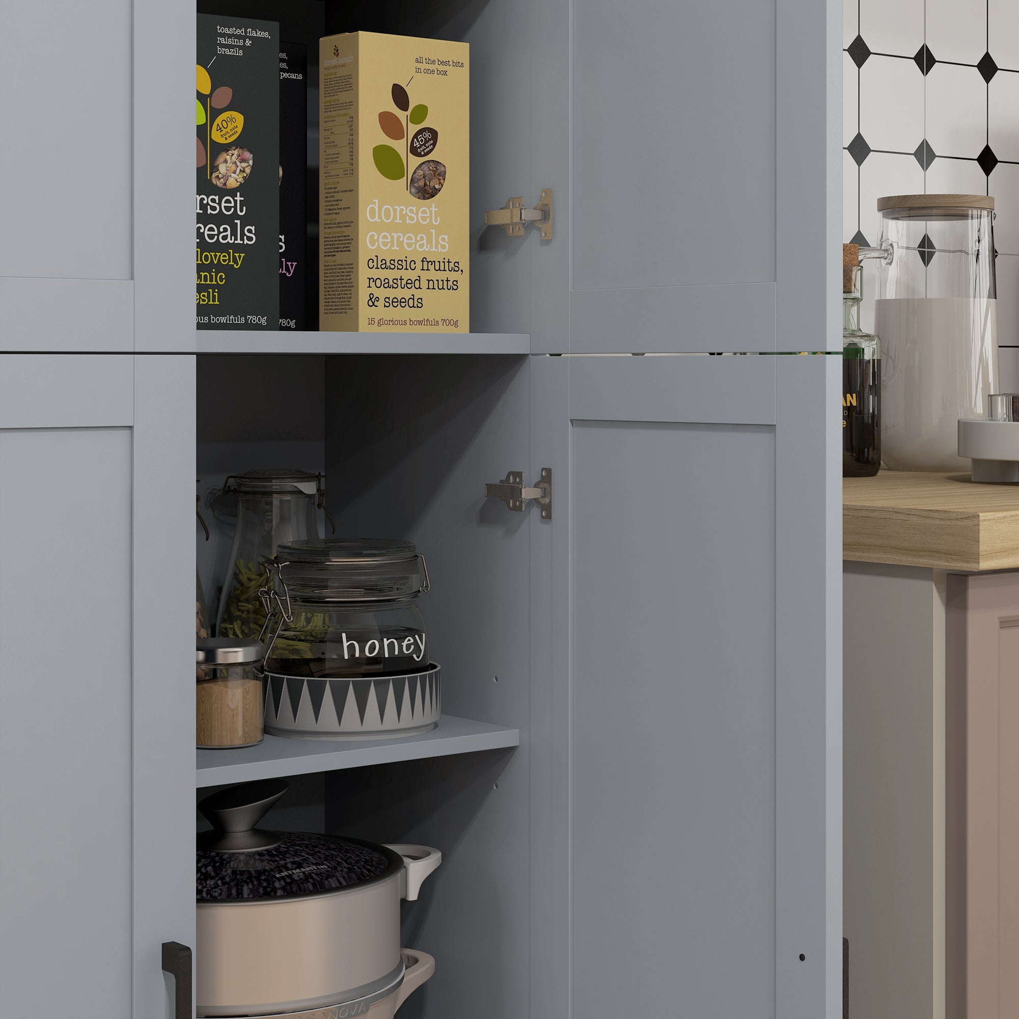 Vaisselier aggloméré 4 portes gris HOMCOM - 9