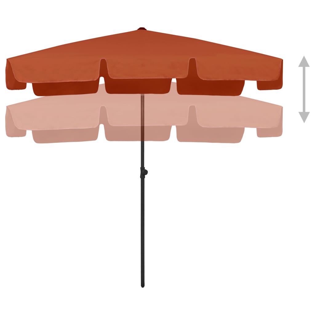 Parasol de plage Terre cuite 200x125 cm - 5