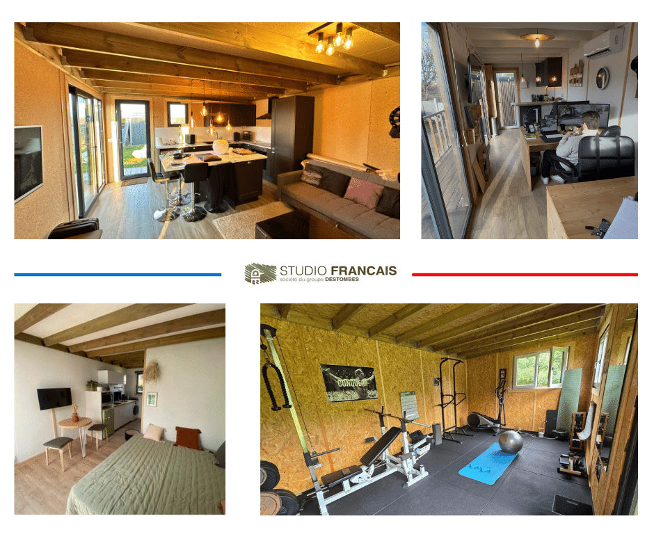 STUDIO DE JARDIN / 19,5 m2 - 5,55 x 3,52m / Plancher isolé / Bardage Brun / Intérieur OSB / Livraison Gratuite - 6