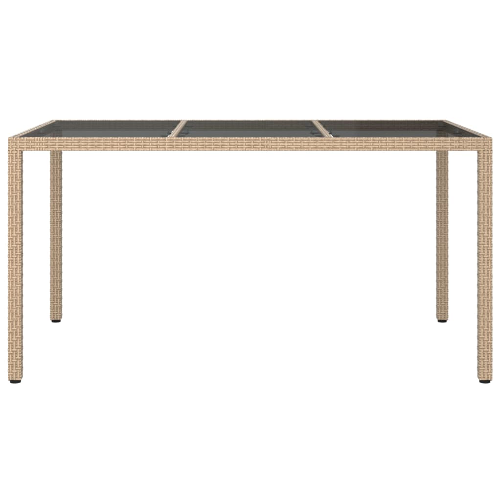 Table de jardin 150x90x75 cm Verre trempé/résine tressée Beige - 3