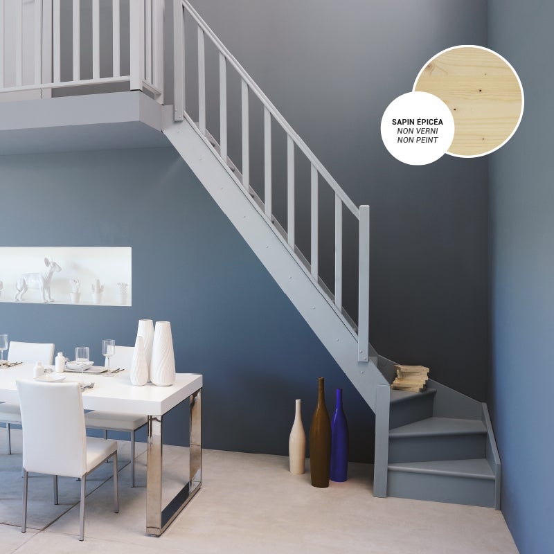 Escalier bois quart-tournant gauche avec balustre, Normandie KORDO - 2