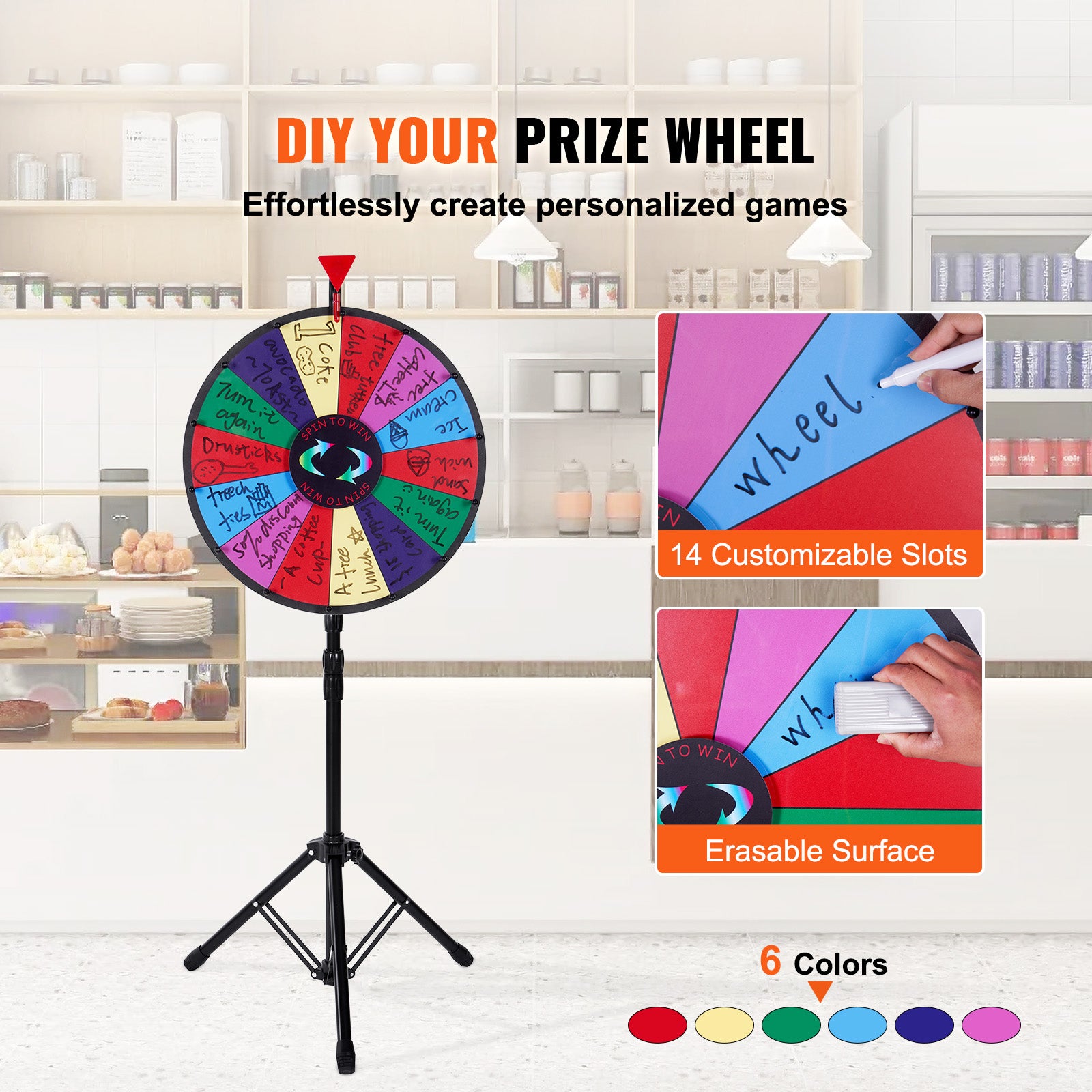 Roue de Loterie Personnalisée 45 cm, Roue de la Chance 14 Fentes ...