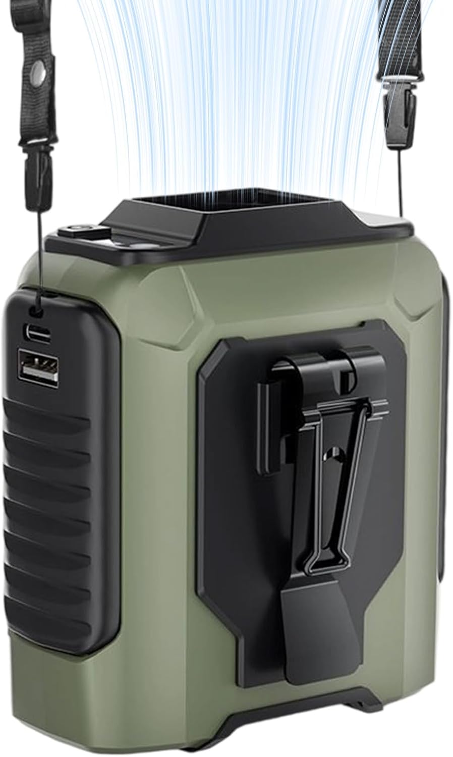 Wentylator do Paska, 7200mAh, Przenośny Akumulatorowy Klips do Koszuli, Potężny Wielofunkcyjny System Chłodzenia, Zielony