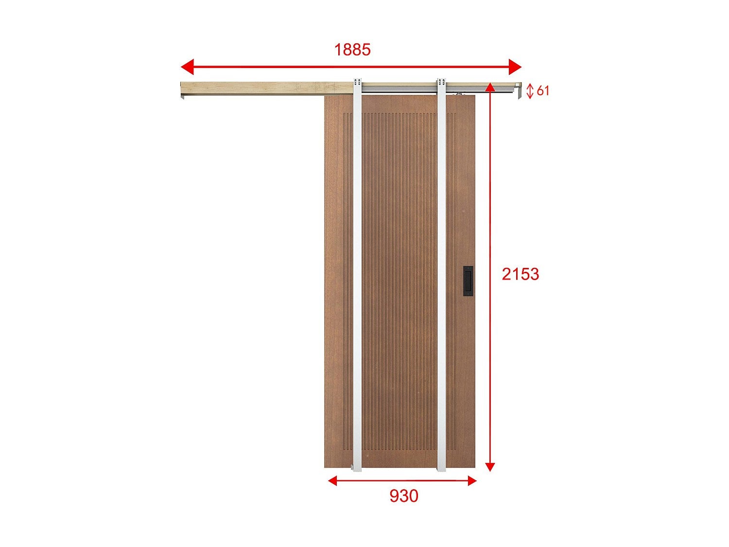 Porta scorrevole con sistema a incasso H205 x L93 cm in MDF e Legno Naturale scuro - SANDORA - 4