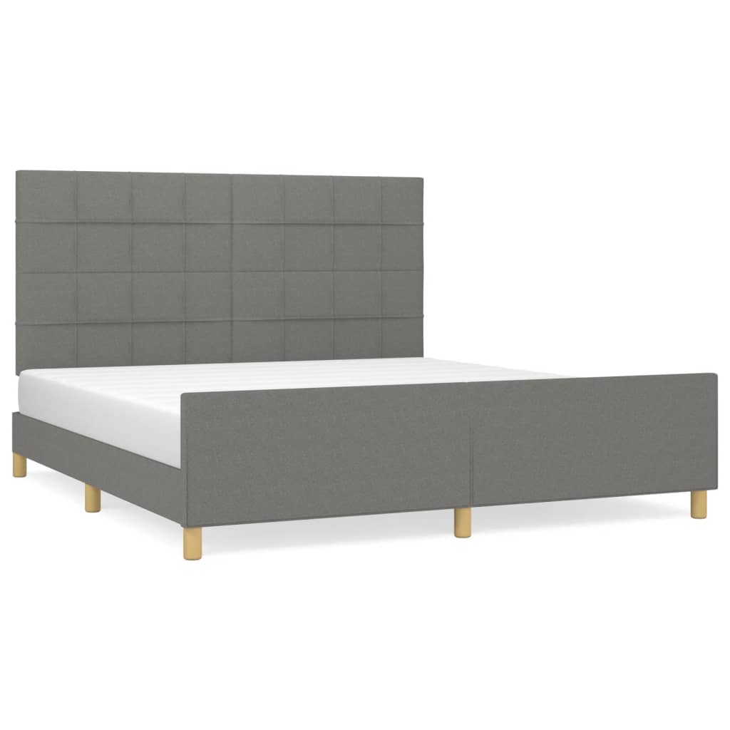 Cadre de lit sans matelas gris foncé 180 x 200 cm tissu - 2