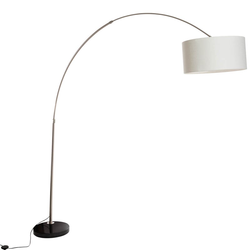 Stalowa lampa łukowa z białym abażurem 50 cm - XXL