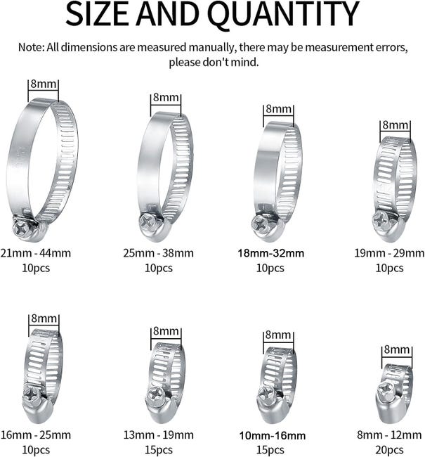 Fascette Stringitubo,10 Pezzi di Fascette Stringitubo Regolabili in Acciaio Inossidabile 304 da 27-51 mm,Elementi di Fissaggio per Tubi Del Gas,Tubi Dell'acqua,Tubi Dell'automobile (27-51mm Fascette Stringitubo,10 Pezzi di Fascette Stringitubo Regolabili in Acciaio Inossidabile 304 da 27-51 mm,Elementi di Fissaggio per Tubi Del Gas,Tubi Dell'acqua,Tubi Dell'automobile (27-51mm