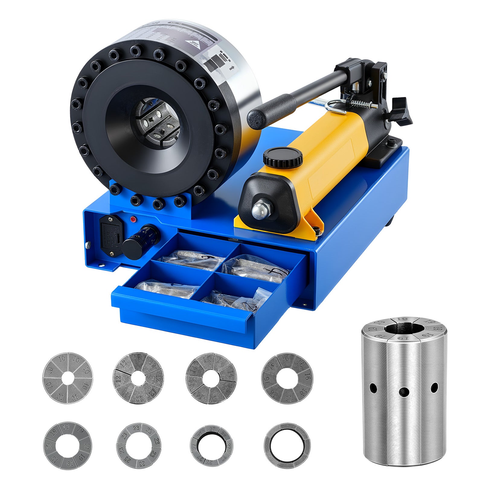 Zaciskarka do węży hydraulicznych MK-16 zestaw 8 matryc 6–28 mm ręczna pompa