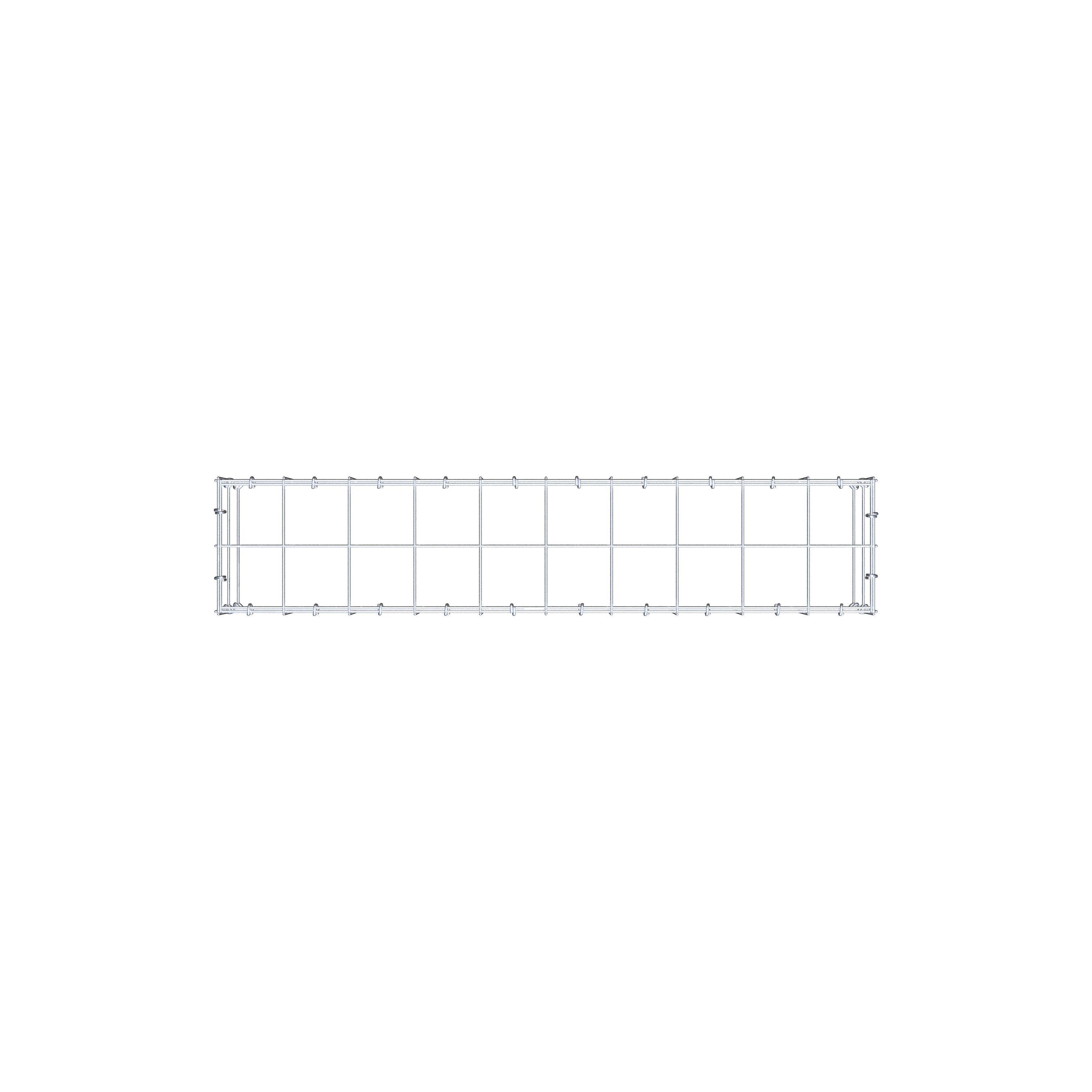 Gavión para apilar en acero galvanizado 100x20x20cm (LxAxP), malla 10 x 10cm, Anillo en C, sin rejilla inferior - 9