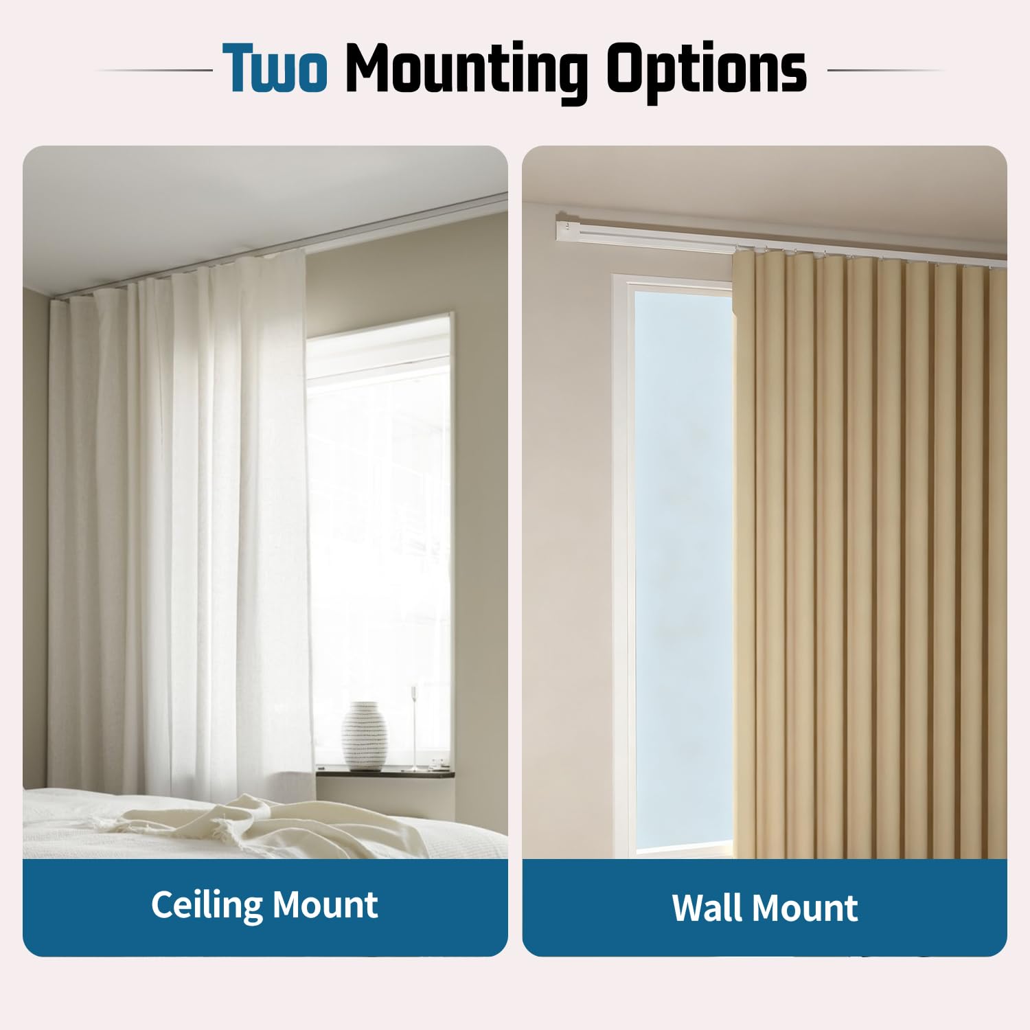 Riel de cortina de pared, 3m, riel autoadhesivo con 30 ruedas, barra de cortina de techo, adecuado para baños y dormitorios. - 4