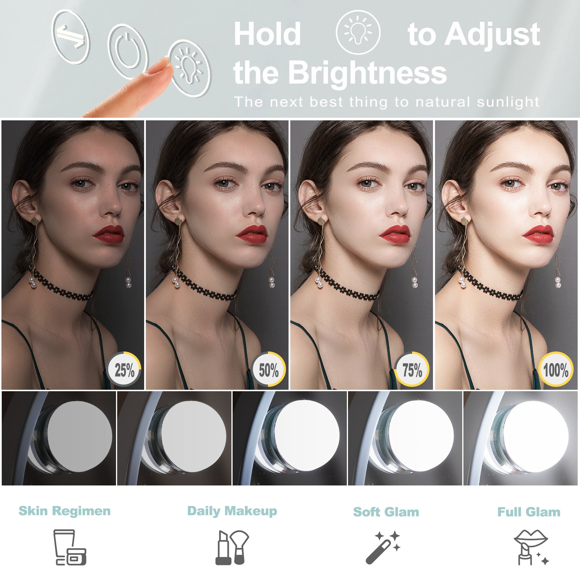 Specchio da trucco Hollywood illuminazione LED - 30 x 41 cm - Arco - 4