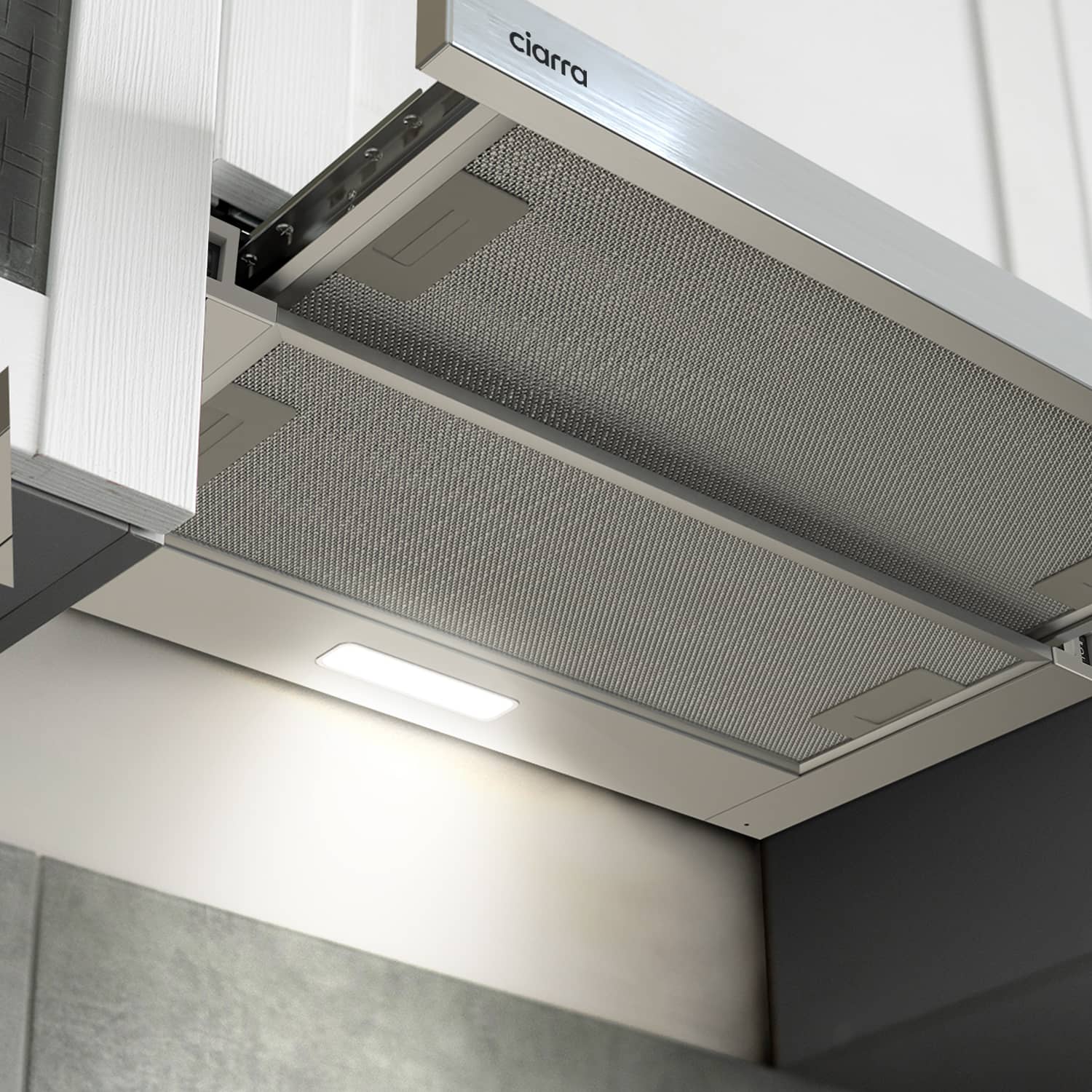 CIARRA Hotte Tiroir 60cm A++ 391 m³/h avec 2pcs Filtres à charbon Recyclage et Évacuation Inox CD6906DS - 3
